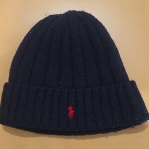 Ralph Lauren Dark Blue Knit Hat with Red Emblem